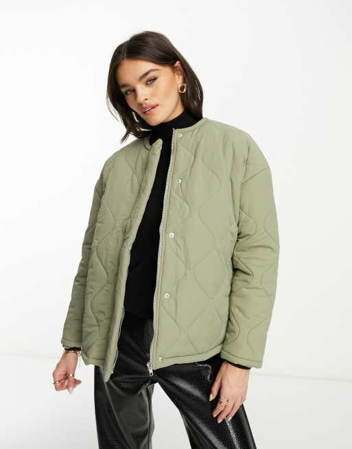 Lola May oversized quilted jacket in sage