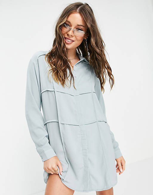 Lola May panelled shirt dress in mint