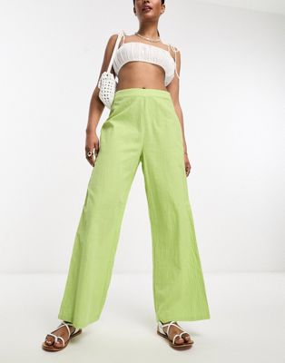 Lola May wide leg trousers co-ord in green - ASOS Price Checker