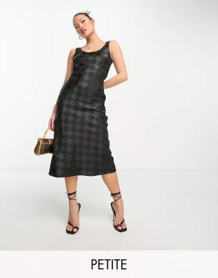 Lola May Petite scoop neck satin midi dress in diamond print - ASOS Price Checker