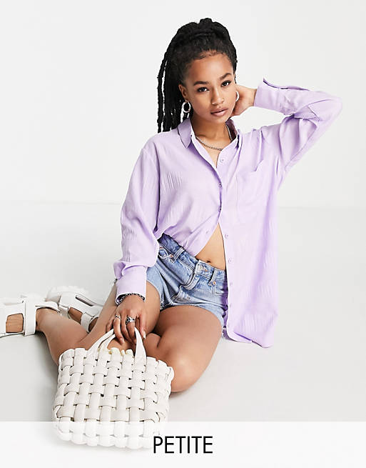 Lola May Petite shirt dress in textured lilac