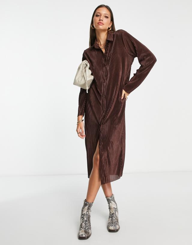 Missguided Petite Ruched Satin Midaxi Shirt Dress