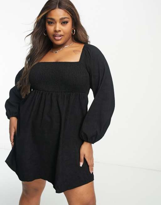 Lola May Plus - Baby - Robe courte en velours côtelé - Noir