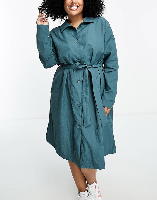 Lola May Curve - Lola May Plus belted shirt dress in petrol