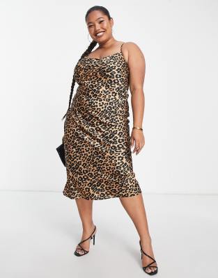 plus size leopard slip dress