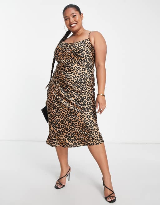 Lola May Plus cami slip midi dress in leopard print | ASOS