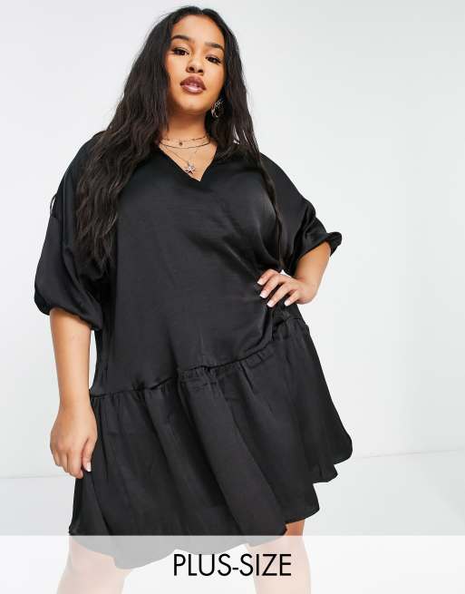 Lola May Plus cross front mini dress in black | ASOS