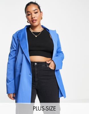 Lola May Plus - Doppelreihiger Blazer in Kobaltblau