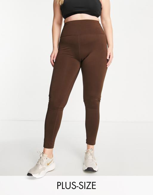 Lola May - Plus - Leggings met hoge taille in chocoladebruin