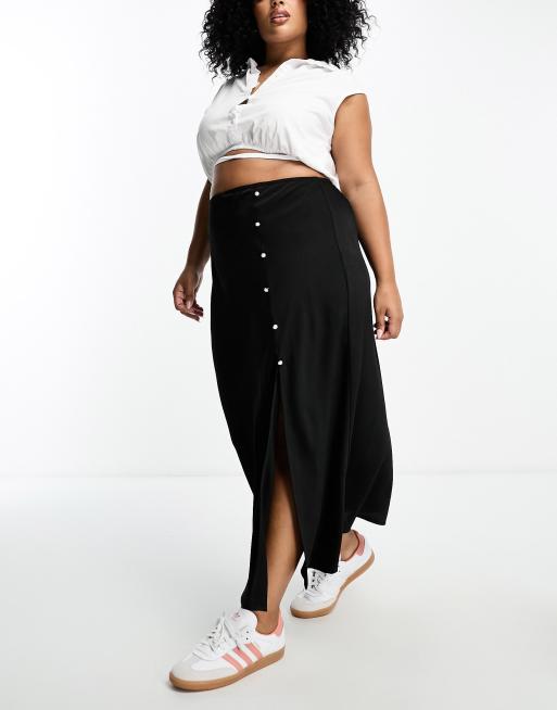 Plus size black 2025 button down skirt