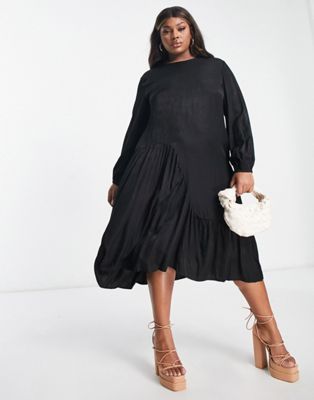 Lola May Plus oversized smock dress in black - ASOS Price Checker