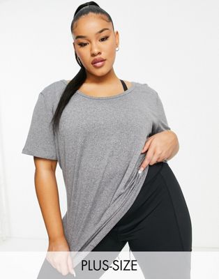Lola May Plus relaxed fit sports t-shirt with gathered back