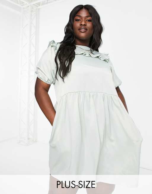 Lola May Plus - Robe babydoll à volants étagés - Vert menthe