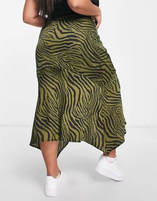 Green zebra midi skirt hotsell