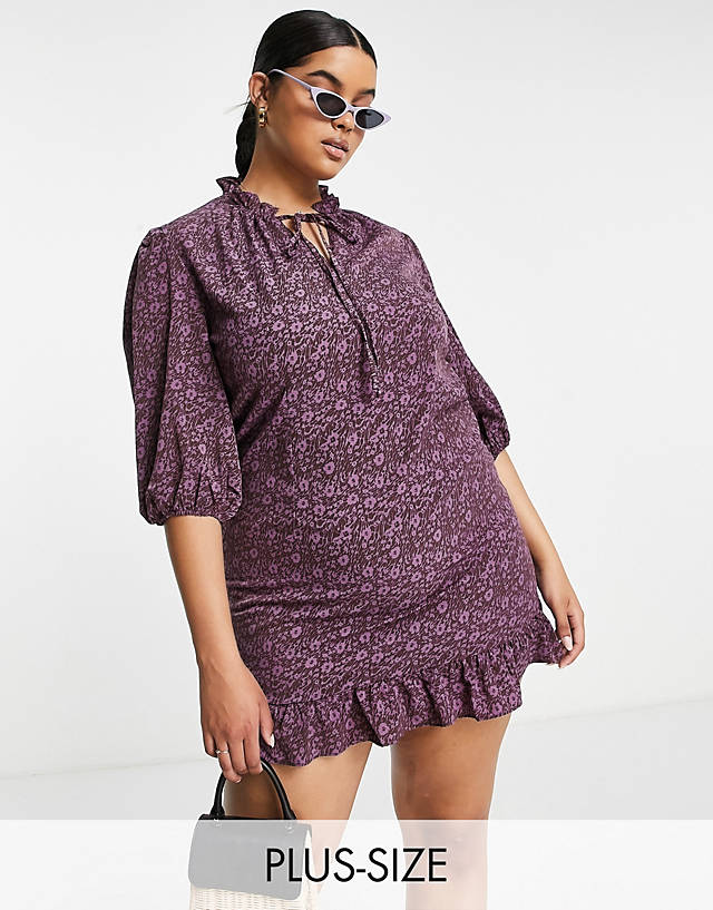 Lola May Curve - Lola May Plus shift dress in purple floral