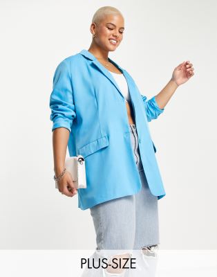 Lola May Plus single breasted blazer in cobalt blue