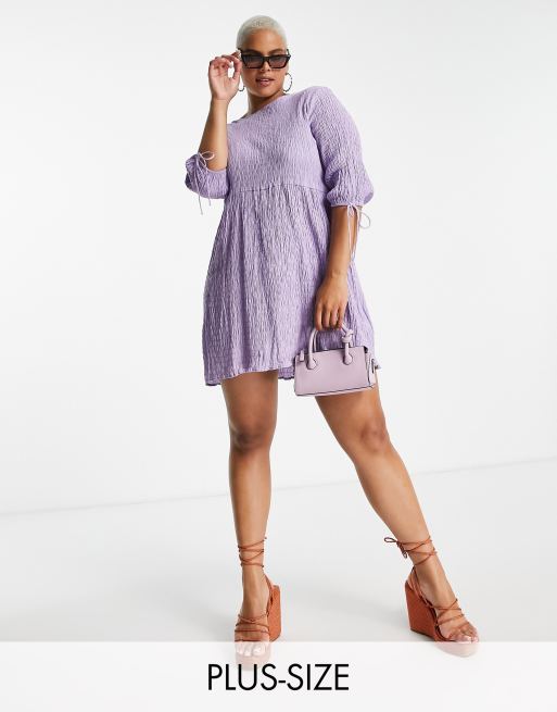 Lola May Plus smock midi dress with tie details in lilac