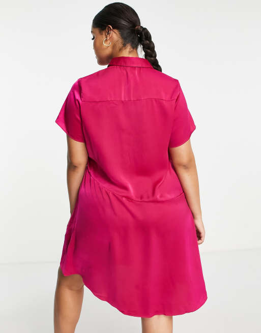 Lola May Plus Vestito chemisier asimmetrico rosa ASOS