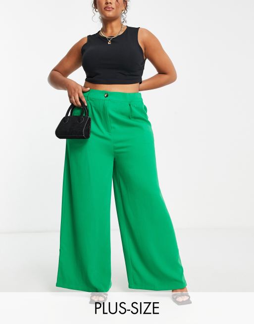 Lola May Plus wide leg pants in bright green