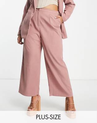 Lola May Plus wide leg trousers co-ord in pink | ASOS
