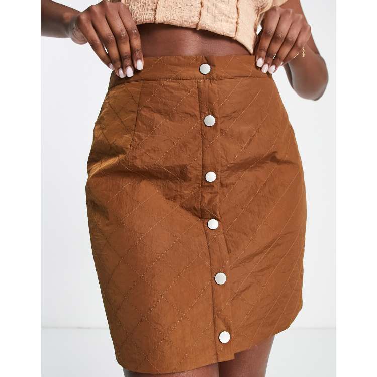 Button skirt clearance brown