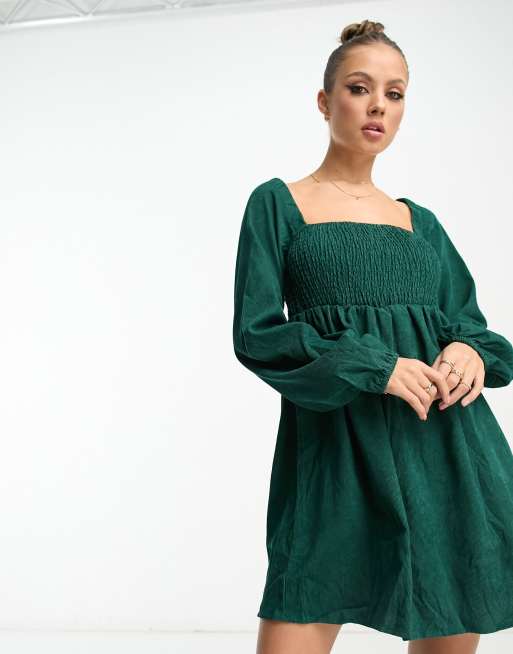 Lola May - Robe courte en velours côtelé - Vert forêt