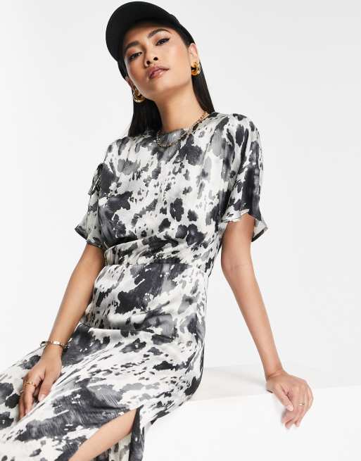 Lola May - Robe satinée à col rond et imprimé vache, 3 de 4