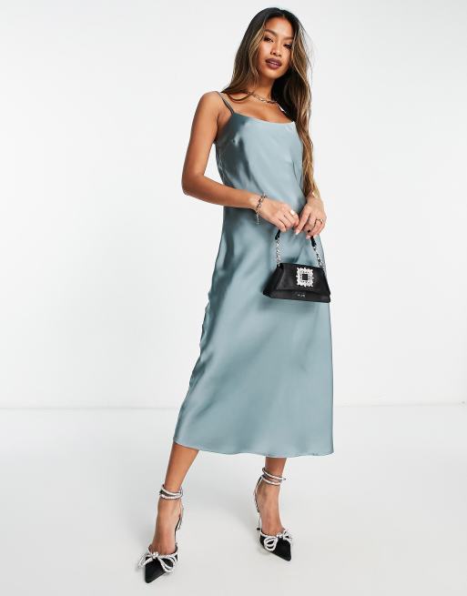 Satin cowl back midi slip outlet dress