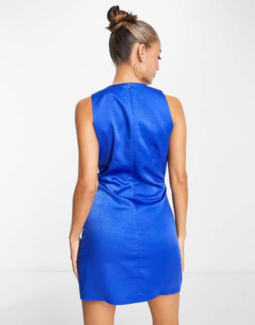 Royal blue outlet satin bodycon dress