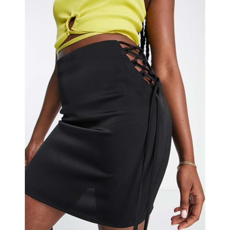 Topshop black outlet satin mini skirt