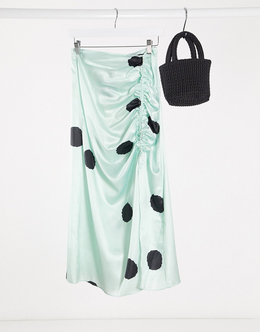 Lola May set rouched skirt in spot-Green