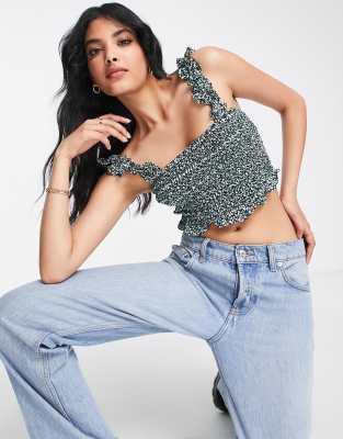 Lola May shirred crop top in floral print (part of a set)