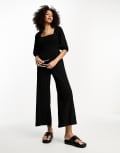 [Lola May] Lola May shirred tie back jumpsuit in black 10 BLACK