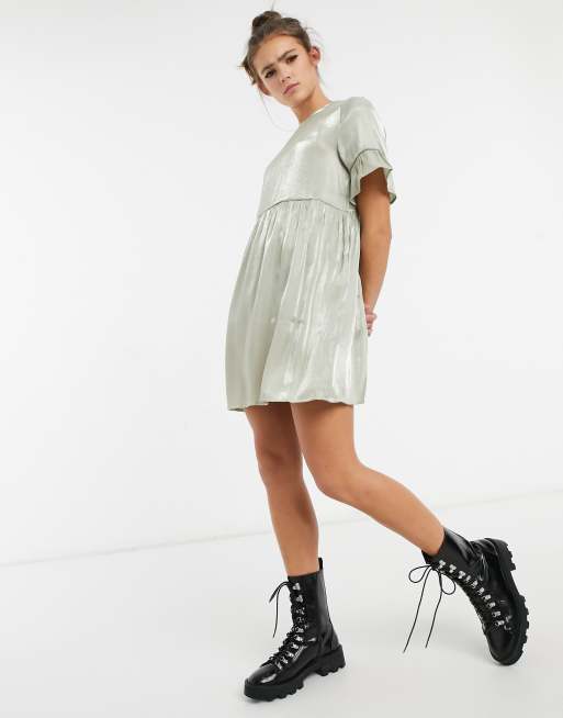 Lola May smock dress in sage | ASOS