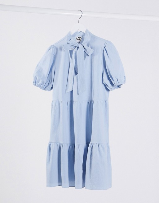 Lola May smock dress with neck tie