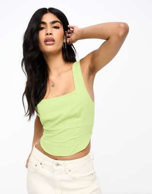 Lola May Lola May square neck tie back top co-ord in green