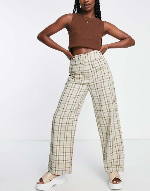 Lola May straight leg pants with pockets in check