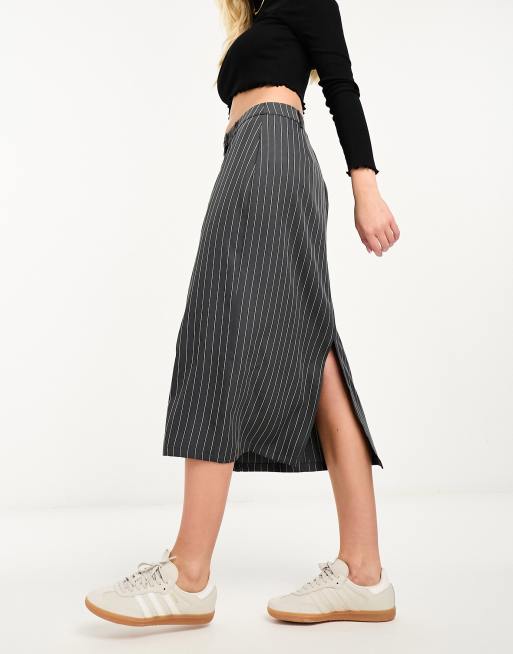 Pinstripe store midi skirt