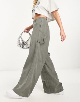 Lola May tailored parachute trouser in charcoal