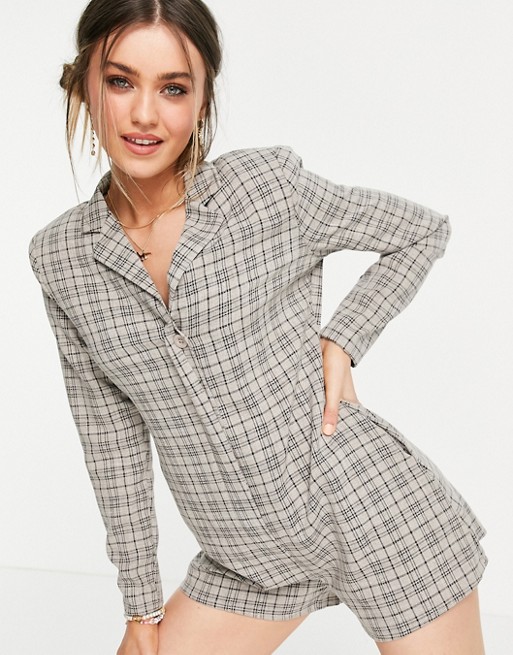 Lola May tailored playsuit in check