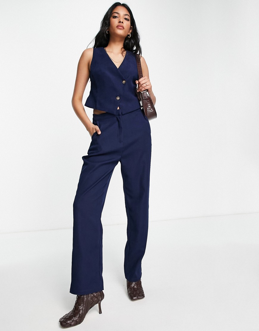 Lola May tailored trousers co-ord in midnight blue-Navy
