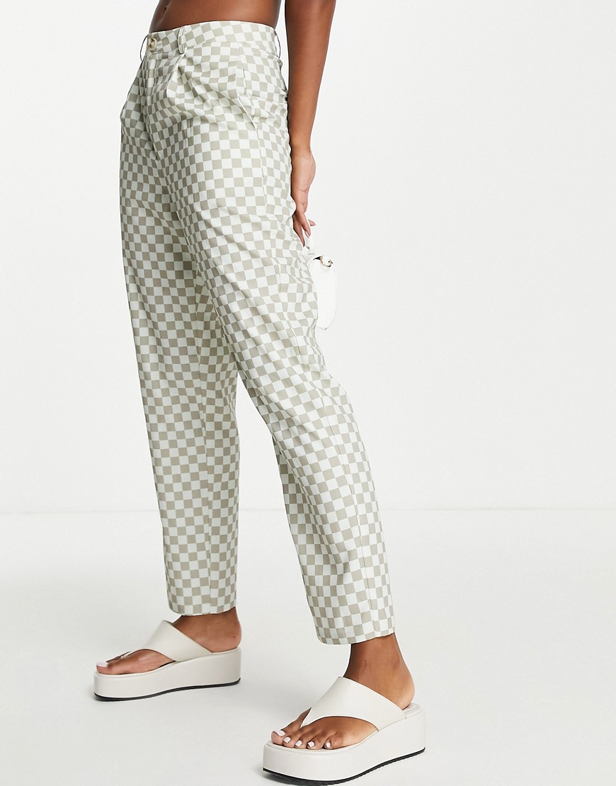 Lola May tailored trousers in neutral check