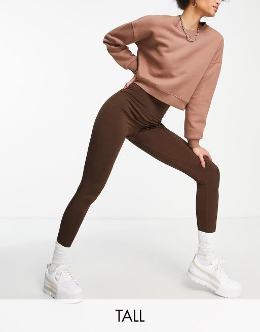 Lola May – Tall – Chokladbrun leggings med hög midja