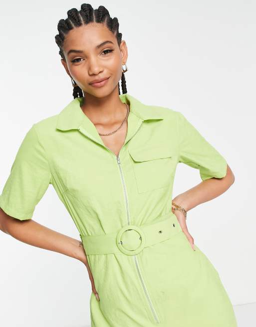 Lola May Tall - Combinaison ceinturée coupe large - Citron vert, 3 de 4