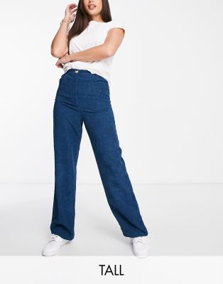 Lola May Tall cord wide leg trousers in petrol blue - ASOS Price Checker