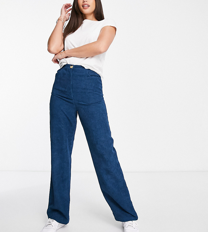 Lola May Tall cord wide leg trousers in petrol blue