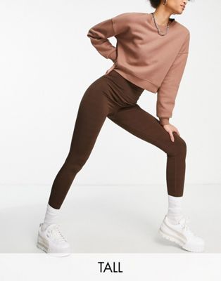 Lola May Tall high waisted leggings in chocolate brown