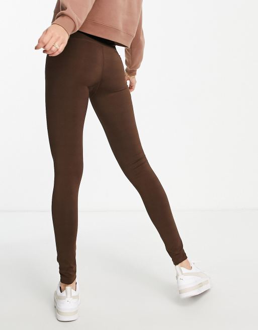 Lola May Plus high waisted leggings in chocolate brown