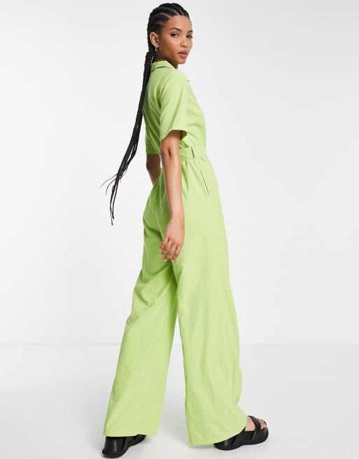 Lola May Tall - Jumpsuit med bælte og vide ben i lime, 2 af 4