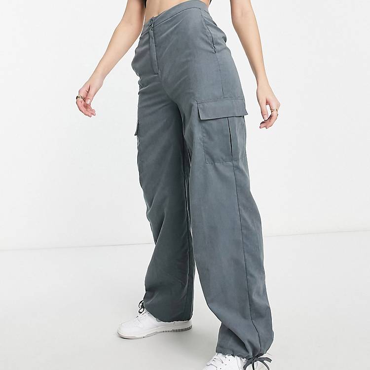 Slacks and Chinos Cargo trousers Lola May Tie Cuff Cargo Trousers in Black Womens Clothing Trousers 